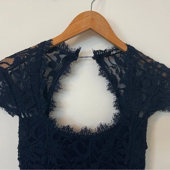 Navy blue lace mid length dress - small - Picture 3 of 3